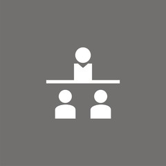 Icono de enseñanza o mentora. Profesor con alumnos. Ilustración vectorial sobre fondo oscuro