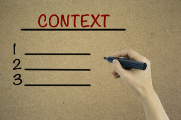 Hand with marker. Context blank list, business concept..