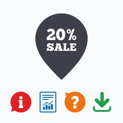 20 percent sale pointer tag sign icon.