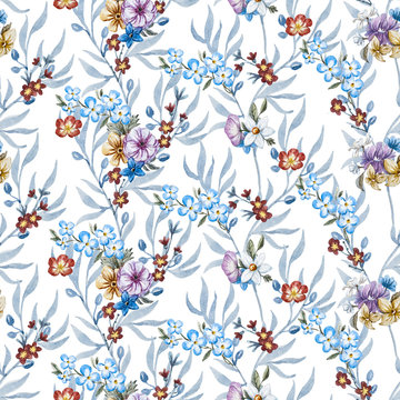 Raster watercolor floral pattern