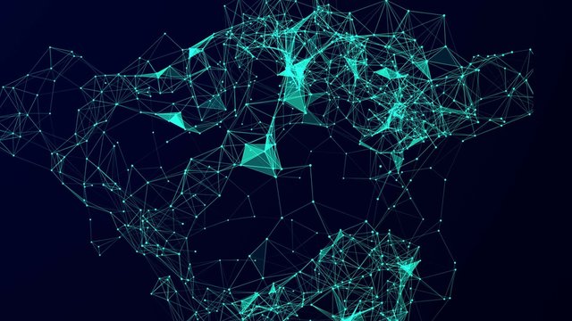  Futuristic network communication technology background. Blue sphere with glowing points, lines and polygons. 4k abstract computer generated seamless LOOP.