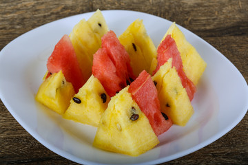 Red and yellow watermelon