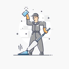 Vector outline business illustration of people profession janito