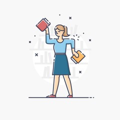 Vector outline business illustration of people profession librar