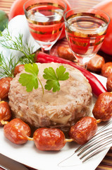 Traditional Russian food. Aspic meat jelly