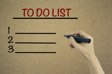 Hand with marker. Blank TO DO LIST list business concept, chart,