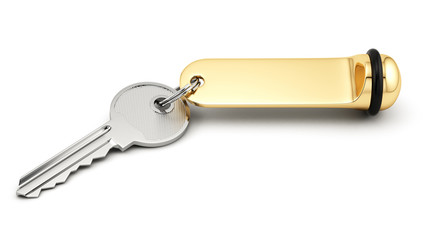 Hotel room key with golden lable