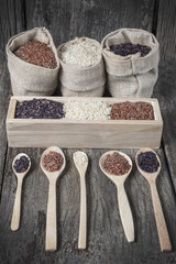 Rice seed,brown rice, keep healthy concept, brown background