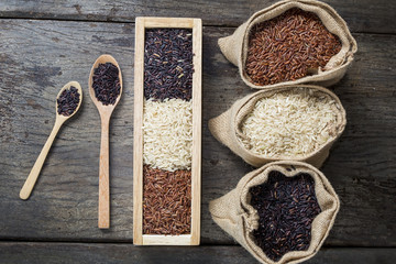 Rice seed,brown rice, keep healthy concept, brown background