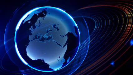 detailed virtual planet Earth. Technological digital globe world