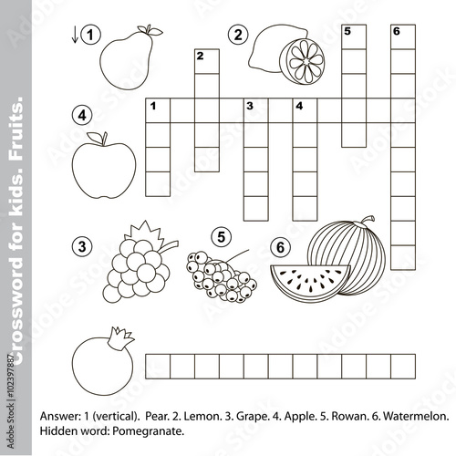 "Fruit crossword for kids. " Stock image and royaltyfree vector files
