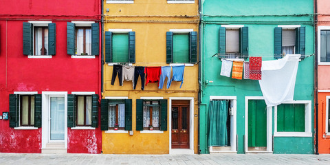 underwear drying on the wall of the house, Venice, Italy
