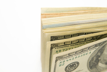 One pack of US dollars on over white