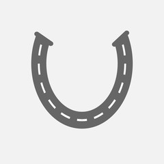 Background with road white marking. Horseshoe shape. Template. Isolated. Flat design.