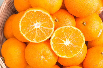 Healthy food, Orange on Basket