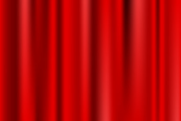 Red fabric curtain wave vector illustration.