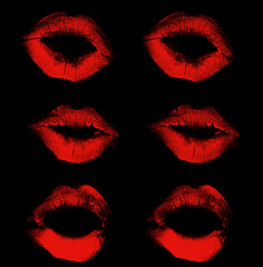 Fototapeta na wymiar Glossy lipstick valentines day kiss collection