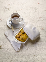tea and cookie with dried grape 