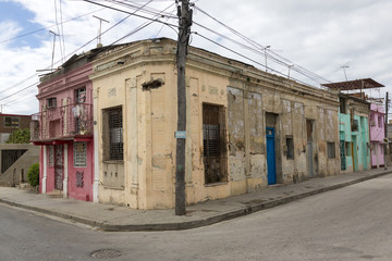 Fototapeta na wymiar Cuba, old houses, Santiago de Cuba