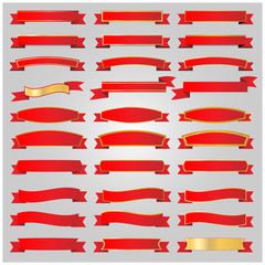 Red ribbons set vector