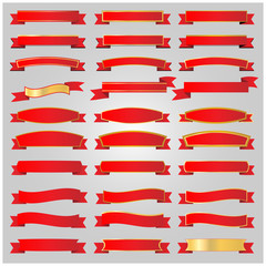 Obraz premium Red ribbons set vector