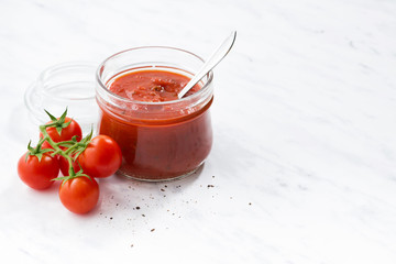 tomato sauce in a glass jar
