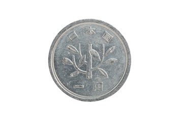 1 yen coin japanese money.
