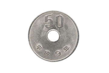 50 yen coin japanese money.