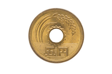 5 yen coin japanese money.