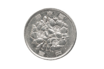 100 yen coin japanese money.
