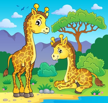 Giraffes in nature theme image 1