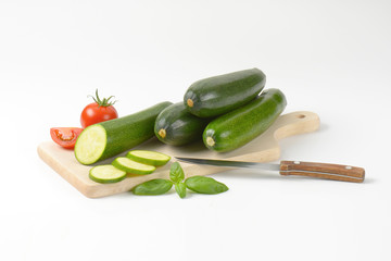 fresh green courgettes
