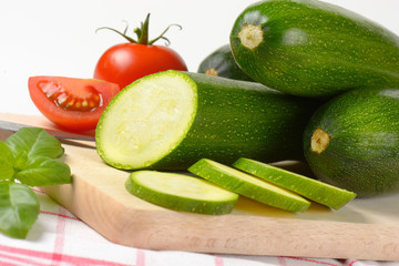 fresh green courgettes
