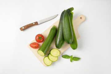 fresh green courgettes