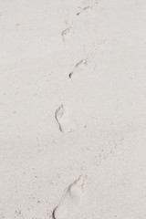 Footprints in the sand.
