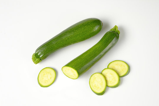 whole and sliced courgettes