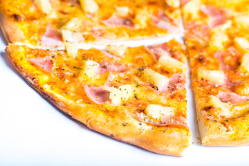 Hawaiian Pizza isolated on white background