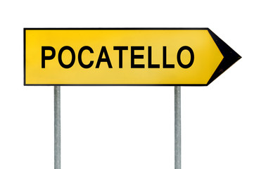 Yellow street concept sign Pocatello isolated on white