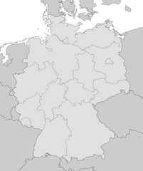 Obraz premium Karte von Deutschland - Grau (mit Umland)