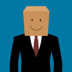 Cardboad businessman with a smile face