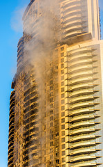 Fototapeta premium A hotel on fire on January 1st, 2016 - Dubai