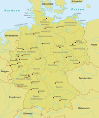Karte von Deutschland - Orange (detailliert)