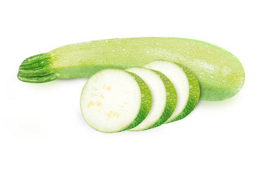 Marrow zucchini squas slices isolated with clipping path