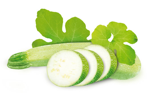 Marrow zucchini squas slices isolated with clipping path