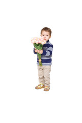 boy holding a bouquet