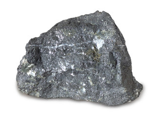 Obraz premium Magnetite isolated on white. Magnetite is the most magnetic of all the naturally-occurring minerals on Earth.