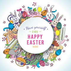 Obraz na płótnie Canvas Colorful happy easter greeting card in vector
