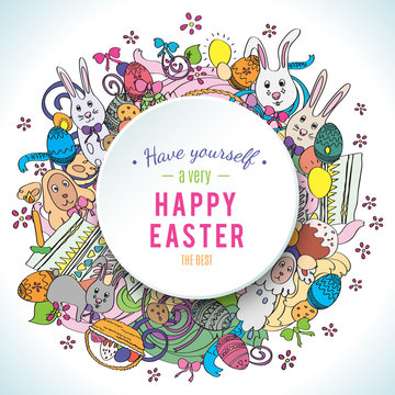 Colorful happy easter greeting card in vector