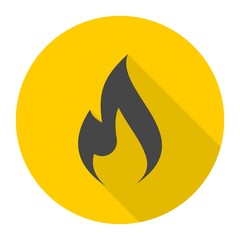 Gas Flame Icon with long shadow