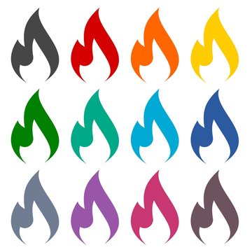 Gas Flame Icons set 